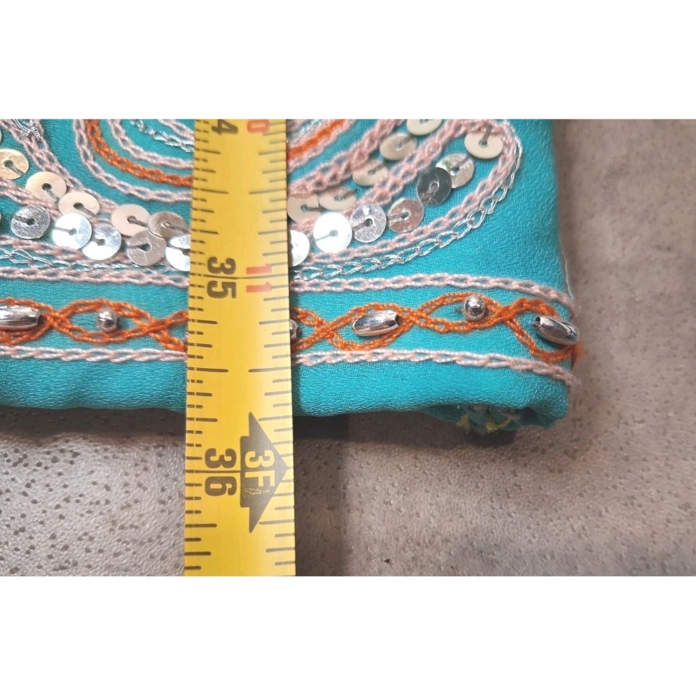 Z.I Jeans Wide Leg Cropped Light Wash Boho Paisley Hem High Rise Size 31 - Picture 9 of 11